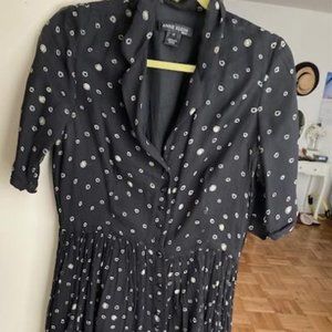 Anne Klein 100% Silk Dress, Size 12, fully lined. Pinched on waist, flowing
